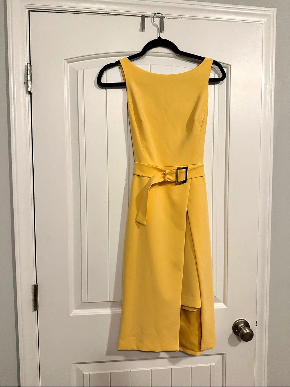 White House Black Market Yellow Belted Midi Dress Size 0